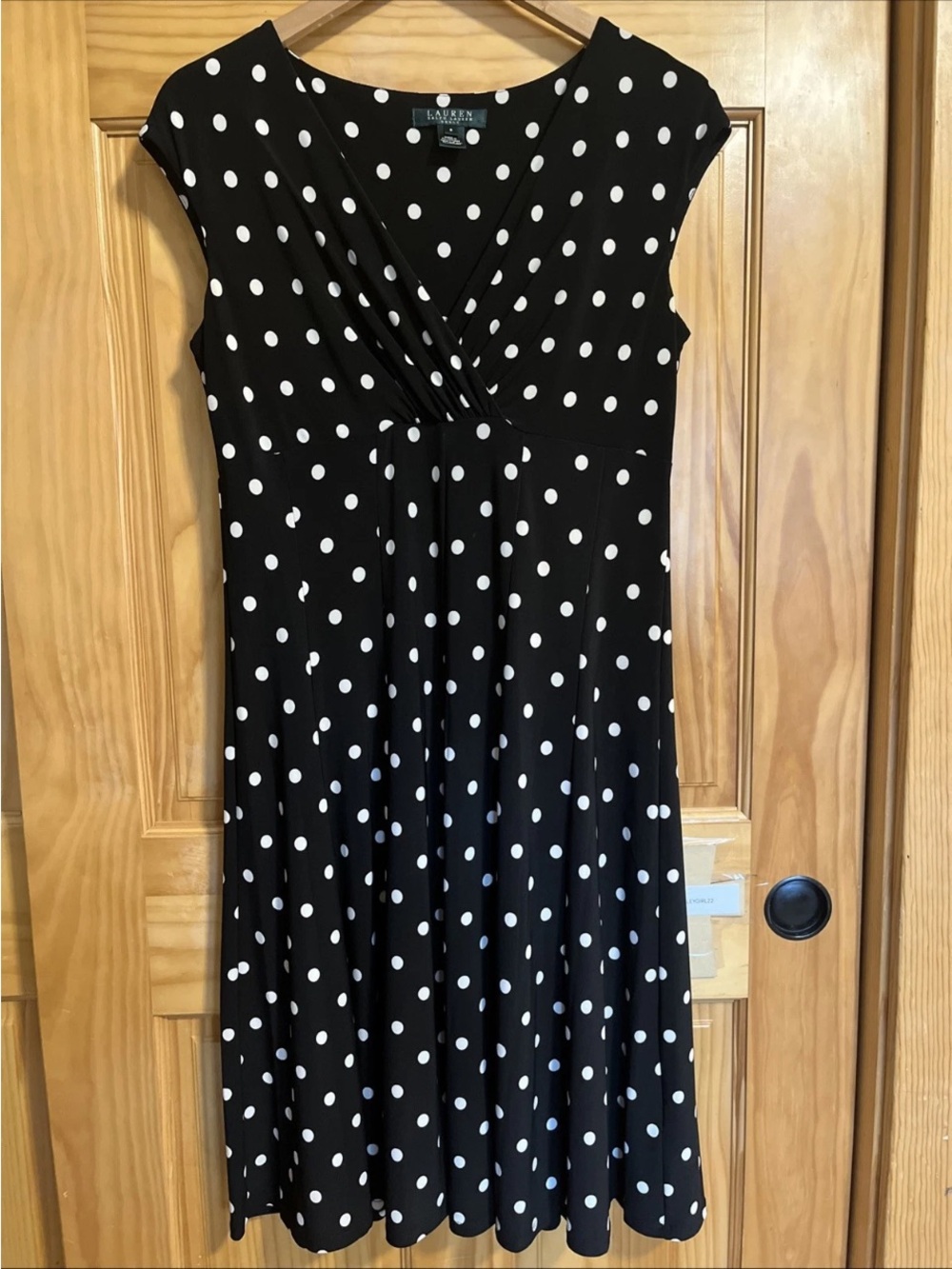 Ralph Lauren Black and White Polka Dot Midi Dress 8 fit & flare